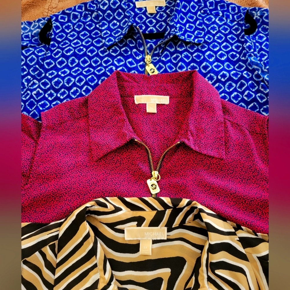 Michael Kors Blouses - Blue, Pink, and Animal Print